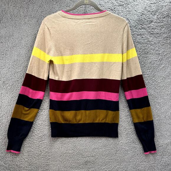 Faherty Ollie Small Knit Sweater Cashmere Blend Horizontal Stripes Crew Neck - Picture 8 of 10